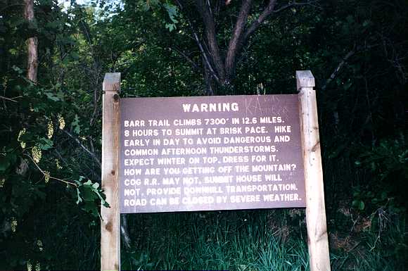 Barr Trailhead (elev. 6,800 ft)